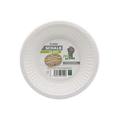Ökolution 10 x Round Bowls 19 cm Diameter FSC Cardboard No Plastic Coating Eco-Friendly Packaging