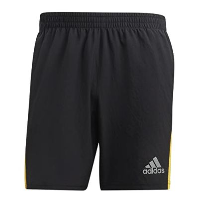 adidas Own The Run Shorts Pantaloncini Corti, Black/Bold Gold/Reflective Silver, XS 5 inch Men's