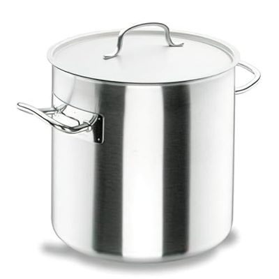 LACOR 50120 Olla Alta Acero Inoxidable, Incluye Tapa, Apta para todo tipo de Cocinas, Acabado Mate, Plata, 20 Ø(cm), 6.20 l