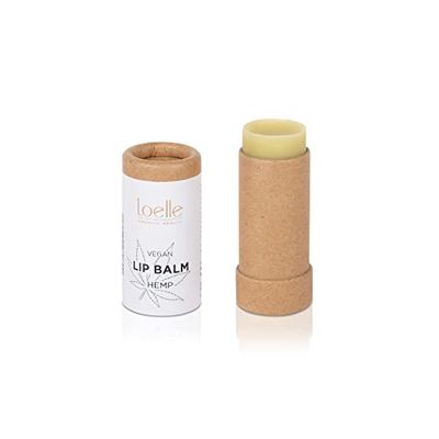 Loelle Hemp Lip Balm - Perfectly Protected and Moisturised Lips, Enriched with Vitamins A, D, E, K, B1, B2, B6, C, E to Prevent Dry, Cracked & Dull Lips, Organic, Natural and Vegan Lip Balms - 1 Piece