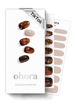 ohora Semi Cured Gel Nail Strips (N Brown Sugar) - Salon-Quality, Long Lasting, Easy to Apply & Remove - Includes 2 Prep Pads, Nail File & Wooden Stick