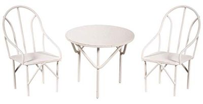 Rayher 46066102 zitgroep 3-delig, 2 stoelen plus 1 tafel, 1 set, draad, wit, 18 x 13 x 5,8 cm