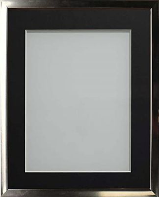 Frame Company Drayton Range Chrome Effect Photo Frame with Black Mount, 12x10 for image size 10x8 inch