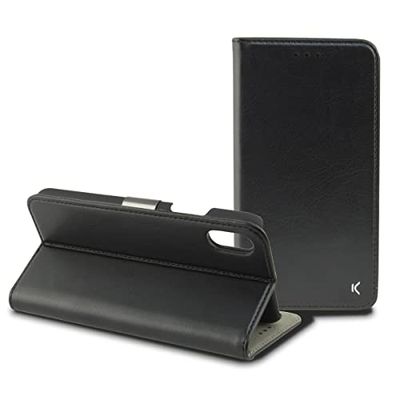 KSIX smart your tech Flip Case for iPhone X, iPhone XS, Semi-Rigid, Standing, Black