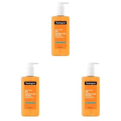 Neutrogena, Clear and Defend, 2% Salicylic Acid Face Wash 200ml (Pack of 3)