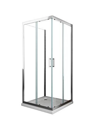BOX CABINA DOCCIA 3 LATI VETRO FISSO LATERALE + DUE LATI SCORREVOLI VETRO 6 MM ANTICALCARE PROFILO CROMO MONTAGGIO REVERSIBILE H 190 CM (67,5-70x117,5-120x67,5-70)