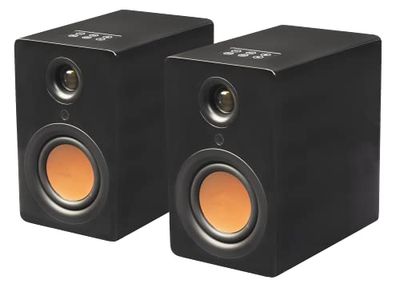 Mitchell Acoustics uStream One | Altavoces Activos Hi-FI True Wireless | Sin Cables Entre Altavoces | Streaming, Vinilo... | Conéctalos a tu televisor | Negro