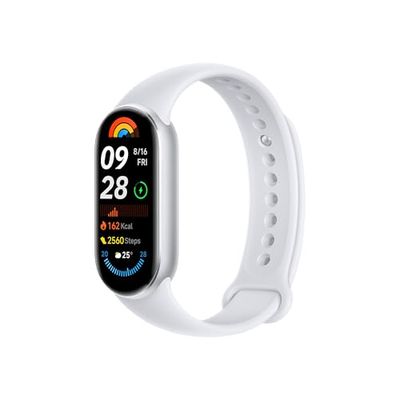 Xiaomi Smart Band 9, Schermo AMOLED 1.62'', Luminosità 1.200 nit, Cornice metallica, Monitoraggio Salute Migliorato, +150 modalità sportive, Autonomia 21 giorni, Resistenza acqua 5ATM, Argento