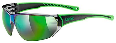 uvex Sportstyle 204, óculos desportivos unissexo, de espelho, conforto sem pressão e suporte perfeito, preto verde/verde, um tamanho