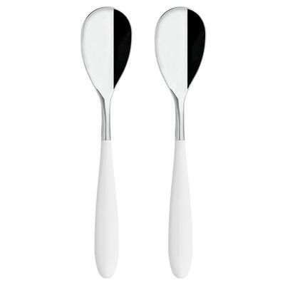 Rockingham Forge Yin and Yang Lot de 2 cuillères de table de luxe en acier inoxydable 18/10 – poignées en blanche, plastique PBT