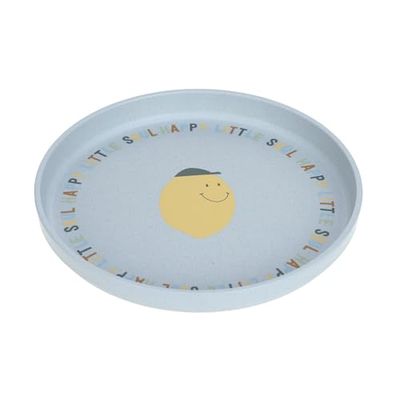 LÄSSIG Barntallrik utan melamin, BPA-fri, för diskmaskin och mikrovågsugn/tallrik glad frukt citron