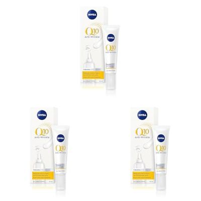 NIVEA Q10 Anti-Wrinkle Power Firming Eye Cream to Reduce Crow's Feet, Lines and Wrinkles, Powerful Under Eye Cream to Revitalise the Eye Area (15ml) (Pack of 3)