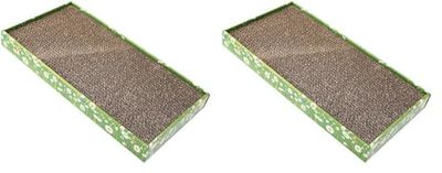 Croci - Arbre à Chat en Carton, 2 Couches Réversibles, avec Pieds Antidérapants, y Compris Sachet d'herbe à Chat, Style Fiori, 45 x 25,5 X 5 cm (Lot de 2)