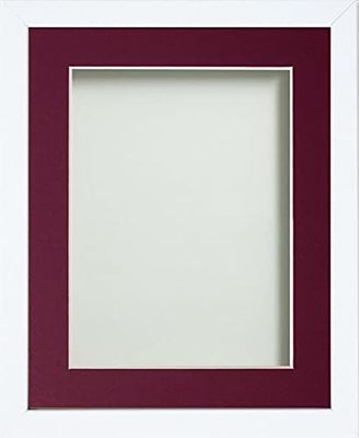 Frame Company Jellybean Range White Wooden 10x8 inch Picture Photo Frame with Plum Mount for Image 8x6 inch * Choice of Colours & Sizes* Fitted with Perspex