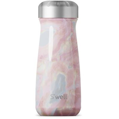 S'well Traveler Drinks Bottle, Geode Rose, 470ml. Bottiglia da viaggio isolata sottovuoto che mantiene le bevande fredde e calde - Borraccia in acciaio inox senza BPA