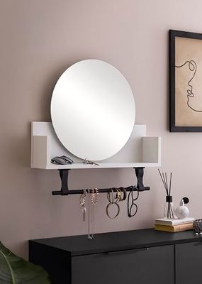 Schildmeyer Ella 157407 - Scaffale con specchio e portasciugamani, colore: Bianco opaco