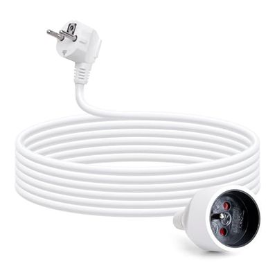 Verlengkabel - Franse kabel 3G 1,0, lengte 3 m, wit, ideaal voor het aansluiten van elektrische apparaten