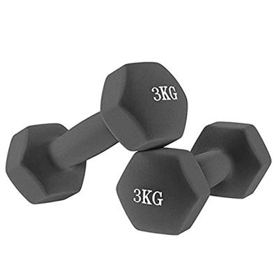 Paar fitnesshalters voor thuis (2 x 3 kg), antislip halters, set voor gymnastiek, aerobic, pilates, yoga