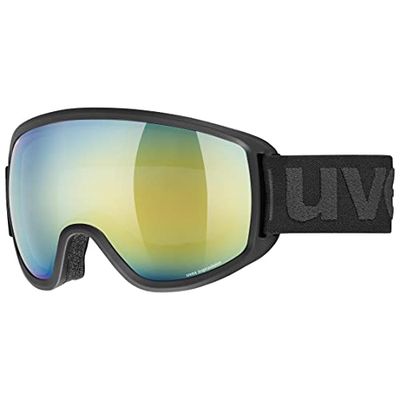 Uvex Topic Fm Sphere - Masque de Ski pour Hommes et Femmes - Anti-Buée - Sans Distorsion et Anti-Buée - Black Matt/Orange-Blue - One Size