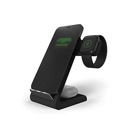 STM Bags ChargeTree Swing Draadloos 3-in-1 laadstation compatibel met Apple iPhone, Apple AirPods en Apple Watch (Qi-gecertificeerd, 1 m USB-C naar USB-C kabel inbegrepen), zwart