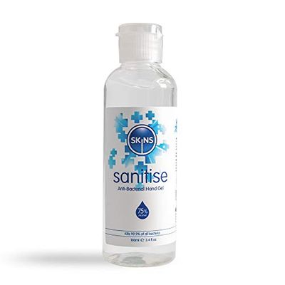 Skins Sessuale Salute a base di alcool 75 ad asciugatura rapida, antibatterica per le mani, 100 ml x 24 bottiglie, trasparente, 24 pezzi