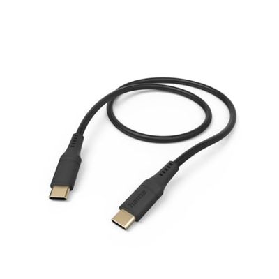 Hama Kabel Flexible USB 2.0 C-kontakt - USB C laddningskontakt (480 Mbit/s, nylon, 3A, guldpläterad, 1,5 m) svart