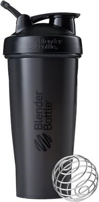 BlenderBottle Classic Loop - Botella Mezcladora de Batidos de proteínas con batidor Blenderball, Negro, 590ml