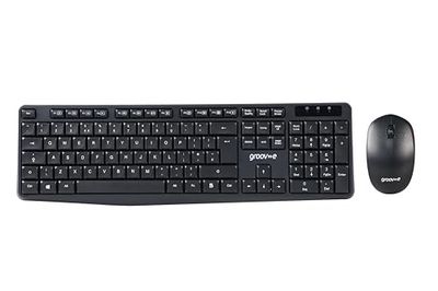 Groov-e Wireless Keyboard and Mouse Combo - Computer Accessories for Laptops and PCs, Ergonomic Design, Silent Keys, 2.4G Wireless Connection, Compact Mouse, Qwerty Keyboard - Black