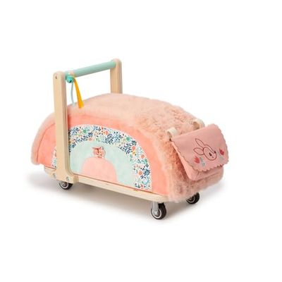 Lilliputiens - Porteur enfant en Bois et Tissu Stella le Faon - Stimule l’Imagination et l’Équilibre des Tout-Petits - avec Roues Multidirectionnelles et Pochette Amovible - dès 12 Mois - 83466