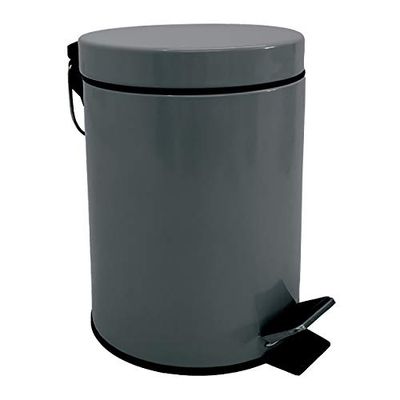 MSV - Poubelle Cosmétique Salle de Bain - Acier Inoxydable avec Seau Intérieur Amovible - Poubelle à Pédale Élégante - Compacte et Pratique - Gris - 3L