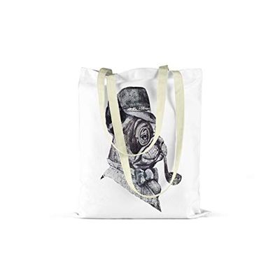 Bonamaison Bolso De Mano Impreso, 100% Algodón, Bolso de la Compra Reutilizable, Bolso De Compras, Ecológico, Plegable, Bolso de Tela de Lona con Asas, 48x55 Cm - Diseñado y Fabricado en Turquía