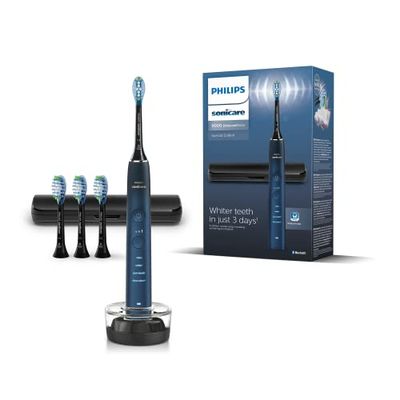 Philips Sonicare Spazzolino elettrico DiamondClean serie 9000 edizione speciale: per pulizia dei denti e igiene orale, blu scuro, 4 testine Premium Plaque C3 (modello HX9911/89)