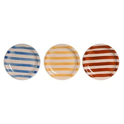 PLATO LOZA 26X26X3 RAYAS 3 SURT.