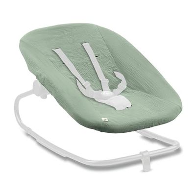 hauck Beschermhoes voor babyhangmat, Highchair Bouncer niet compatibel met andere modellen, katoenen hangmathoezen met elastische band en sleuven voor 5-punts riem, machinewasbaar, salie