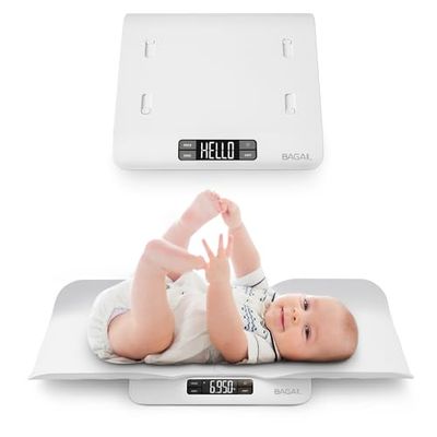 BAGAIL babyweegschaal met veilige en comfortabele lade, groot lcd-scherm, tare en hold functies, multifunctionele digitale weegschaal, peuter schaal of huisdier schaal