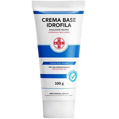 AIESI® Crema Base idrofila emulsione neutra magra pura (Tubo da 100 grammi), Ideale per uso farmaceutico, cosmetico e dermatologico, Made in Italy