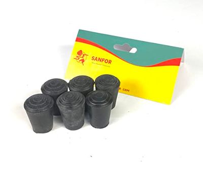 Sanfor elastiek, bescherming voor voeten en buizen van 18 mm, steunstokken, cilindrische eindstukken, antislip, hechtend, zwart, 6 stuks