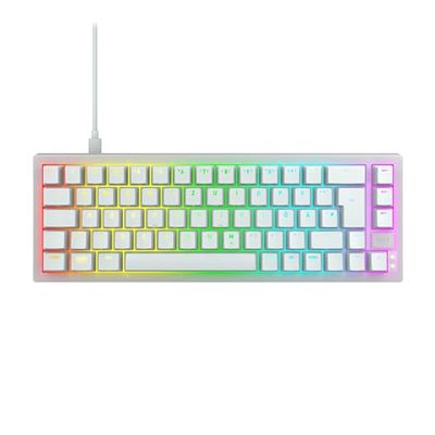 CHERRY XTRFY K5V2 Compact, Tastiera Gaming Meccanica in Formato 65 Percento, Layout per la Germania (QWERTZ), Tastiera Hot-Swap, Interruttori MX2A RED, Bianco-Trasparente