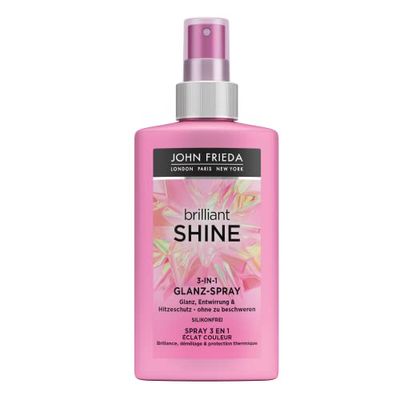 John Frieda Brilliant Shine 3 in 1 Spray lucido, contenuto: 150 ml, lucidante, districante e protezione dal calore, senza appesantire, senza silicone