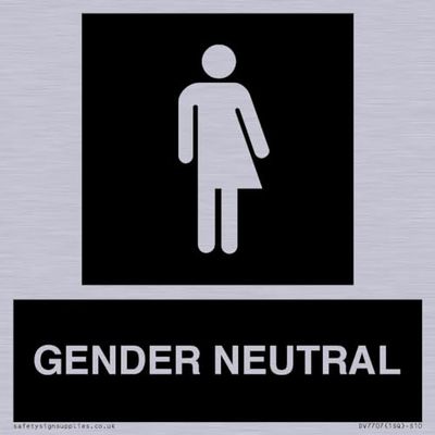 Non-gender specific in black panel Sign - 100x100mm - S10