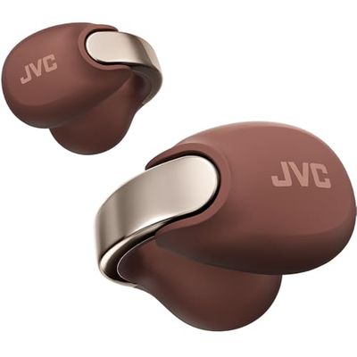 JVC nearphones Style Clip d'oreille Ecouteurs sans Fils avec Boucle Brillante, Confortables, Bluetooth 5.3, Connexion multipoints, autonomie 24H, Application dédiée- HA-NP1T-T (Marron)