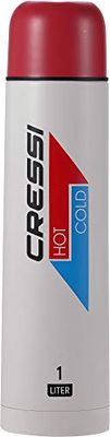 Cressi Stainless Steel Thermal Flask, Borraccia Sportiva Termica in Acciaio Inox Unisex Adulto, Bianco/Rosso, 1 l