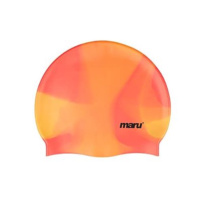 MARU Badmössa, 100% silikon badmössa, unisex vuxen badmössa, lätta badmössor för män och kvinnor, bekväma och hållbara badmössor designade i Storbritannien (orange nyanser, en storlek)