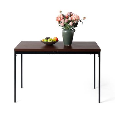 HOMYLIN Mesa de Comedor de 120 cm, Mesa de Cocina con Efecto de Mesa de Madera, Escritorio Rectangular para Sala de conferencias, Cocina, Restaurante, apartamento, Color marrón