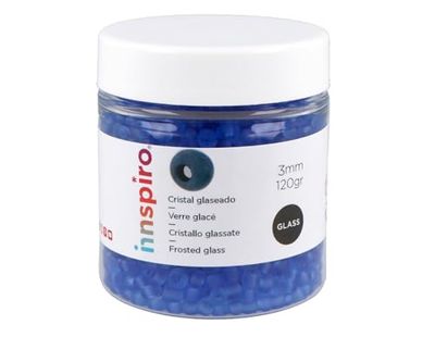 INNSPIRO Ljusblå glasyr runda glas stenblock 3,0mm. 8/0 120gr.