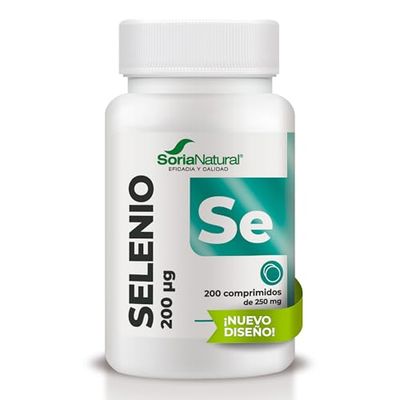 Soria Natural Selenio Liberación Sostenida - Ayuda a Reforzar el Sistema Inmunitario – Favorece la Acción Antioxidante – Favorece las Defensas - 200 comprimidos de 250 mg para 6 Meses de Suministro