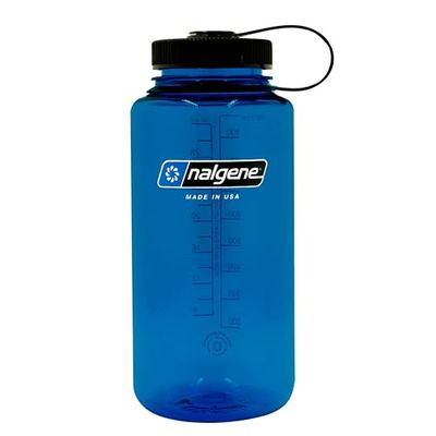 Nalgene Sustain Tritan BPA-vrije waterfles gemaakt van materiaal afgeleid van 50% plastic afval, 32 oz, brede mond, leisteen blauw