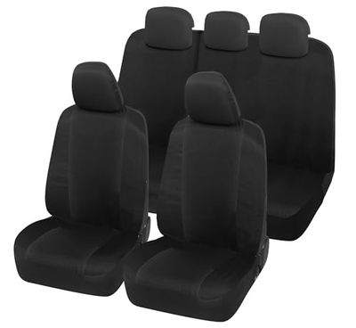 Auto Accessori Lupex Housses de siège Auto compatibles avec Panda à partir de 2012, fabriqué en Italie, Tissu Polycoton, Ensemble Complet (Noir, 03 - Dossier arrière 60e40)