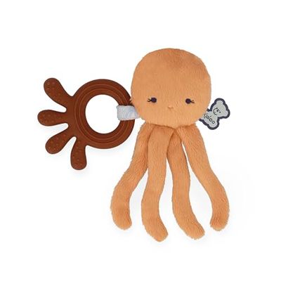 Kaloo - Bijtring van silicone voor baby's - octopusvorm - bijtspeelgoed - oranje - 14x17cm - vanaf de geboorte - K21100
