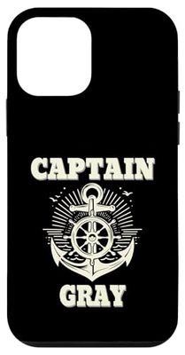 Captain Gray Anchor and Ship Wheel Nautical Graphic Design Case for iPhone 12 mini